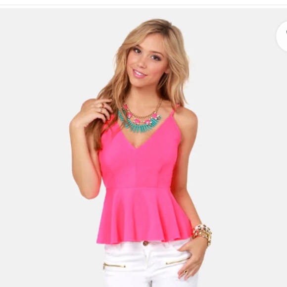 Hot pink peplum top size S NWOT - Picture 6 of 6